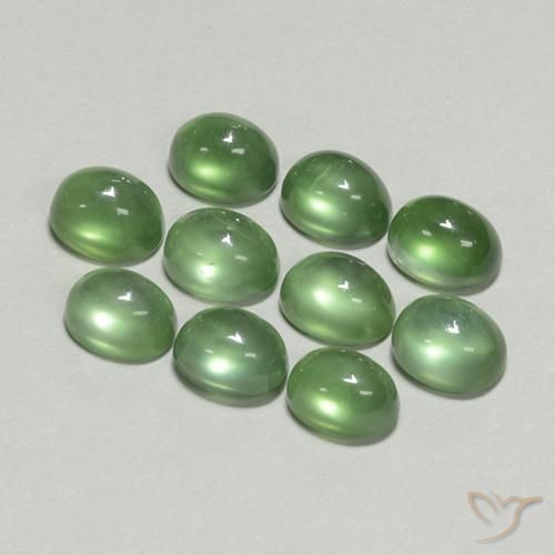Pedras preciosas de Prehnite Verde médio natural de 11.34 ct, oval, Transparente