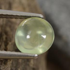 Prehnita verde natural 1,29ct, corte redondo, transparente