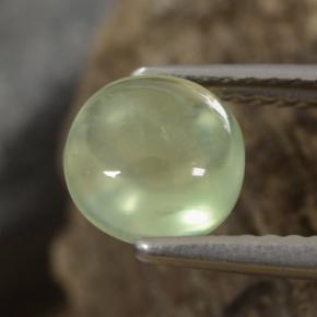 Prehnita verde natural 1,29ct, corte redondo, transparente