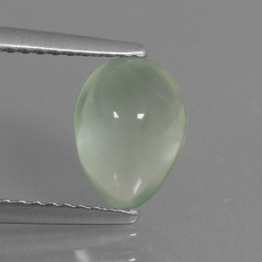Prehnita verde natural 1,62ct, formato de pêra, translúcido
