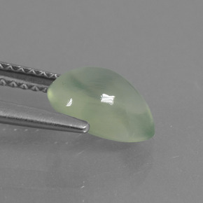 Prehnita verde natural 1,62ct, formato de pêra, translúcido