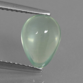 Prehnita verde natural 1,70ct, formato de pêra, translúcido
