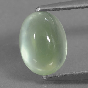 Prehnita verde natural 1,72ct, corte oval, translúcido