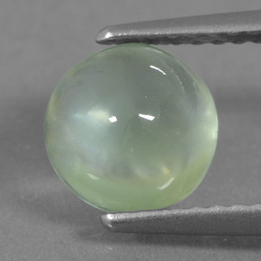 Prehnita verde natural 1,60ct, corte redondo, translúcido