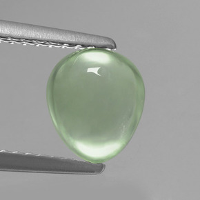 Prehnita verde natural 1,57ct, formato de pêra, translúcido