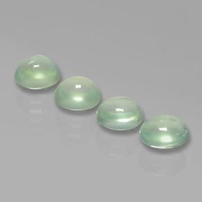 Pedras preciosas de prehnita verde natural de 4,70 ct, corte oval, translúcido