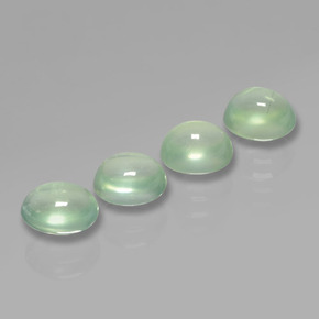 Pedras preciosas de prehnita verde natural de 4,70 ct, corte oval, translúcido