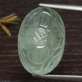 Prehnita verde natural 21,08ct, corte oval, translúcido