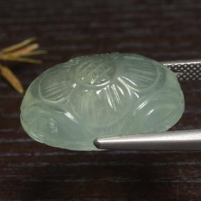 Prehnita verde natural 21,08ct, corte oval, translúcido