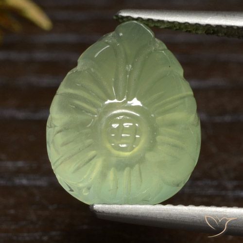 10.20ct Natural Amarelo verde Prehnite, Formato de pêra, Translúcido