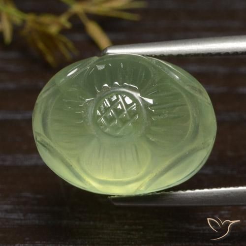 Prehnite Amarelo verde Natural 19.84ct, oval, Translúcido