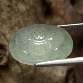 Prehnita verde muito claro natural 11,67ct, corte flor, translúcido