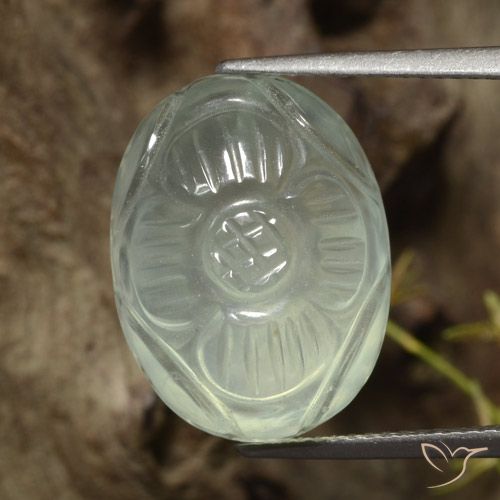 18.48ct Natural Verde muito claro Prehnite, Flor cortada, Translúcido