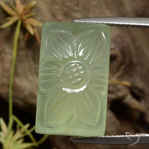 21.18ct Natural Luz verde Prehnite, Flor cortada, Translúcido