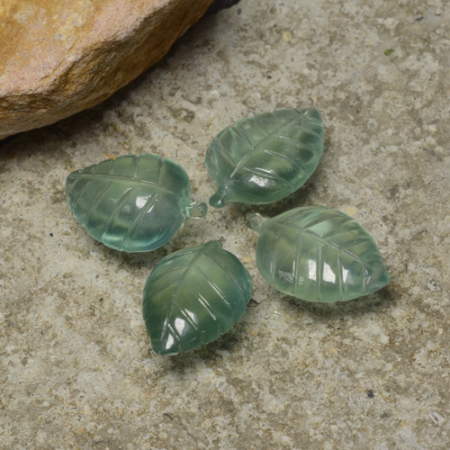 Pedras preciosas de prehnita verde natural de 29,40 ct, corte flor, transparente