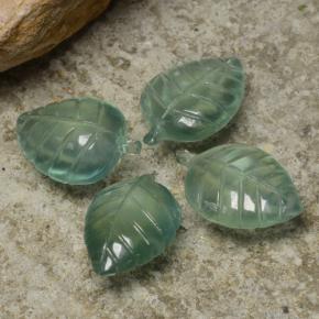 Pedras preciosas de prehnita verde natural de 29,40 ct, corte flor, transparente