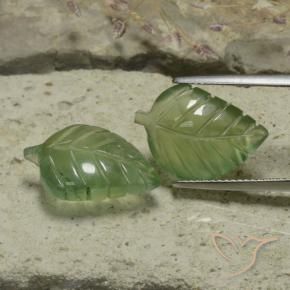 Pedras preciosas de Prehnite Verde médio natural de 17.42 ct, Flor cortada, Translúcido