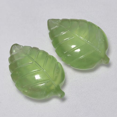 Pedras preciosas de prehnita verde natural de 11,71 ct, forma extravagante, transparente