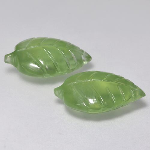 Pedras preciosas de prehnita verde natural de 11,71 ct, forma extravagante, transparente