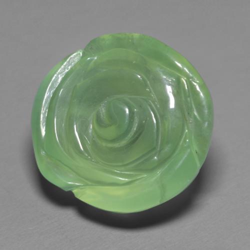 Prehnita verde natural 14,74ct, corte flor, translúcido