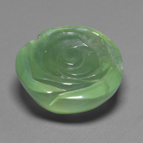 Prehnita verde natural 14,74ct, corte flor, translúcido