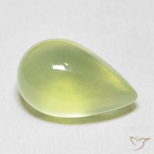 Prehnite Verde limão Natural 7.33ct, Formato de pêra, Transparente