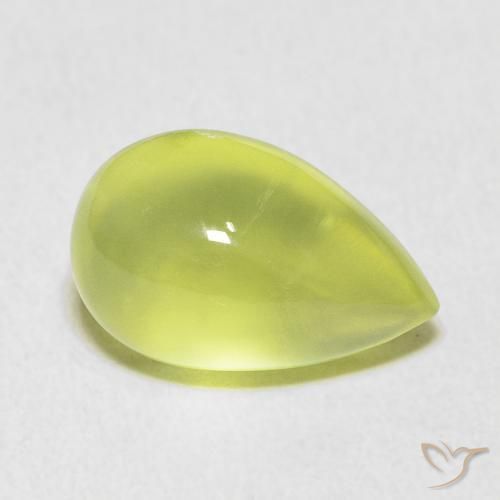 Prehnite Verde limão Natural 5.66ct, Formato de pêra, Transparente