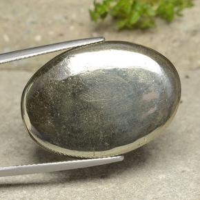 Pirita amarelo natural 36,35ct, corte oval, opaco