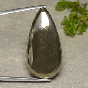 Pirita amarelo natural 37,58ct, formato de pêra, opaco