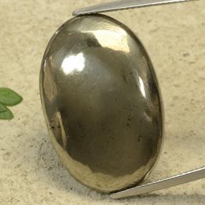 Pirita dourado natural 37,46ct, corte oval, opaco