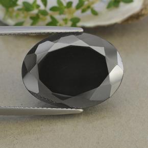 Pirita preto e cinza metálico natural 27,64ct, corte oval, opaco