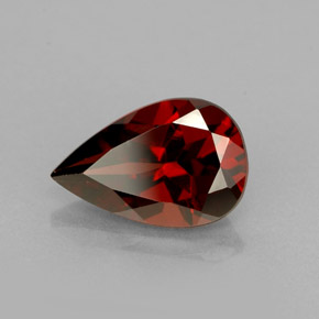Granada piropo vermelho natural 1,50ct, formato de pêra, VS