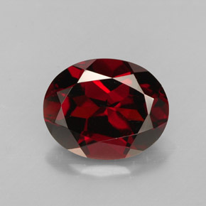 Granada piropo vermelho natural 3,36ct, corte oval, VS