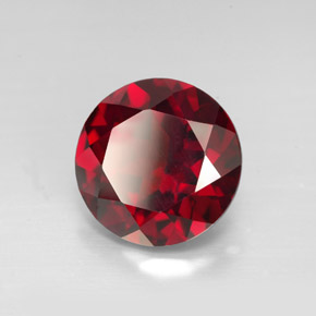 Granada piropo vermelho natural 3,40ct, corte redondo, VVS-VS