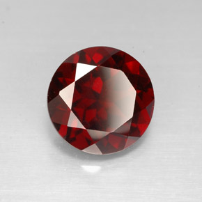 Granada piropo vermelho natural 3,28ct, corte redondo, VS