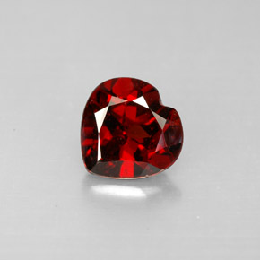 Granada piropo vermelho natural 1,32ct, formato de coração, VS