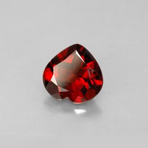 Granada piropo vermelho natural 1,32ct, formato de coração, VS
