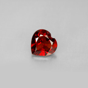 Granada piropo vermelho natural 1,31ct, formato de coração, VS