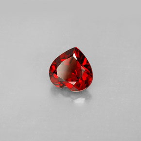 Granada piropo vermelho natural 1,31ct, formato de coração, VS