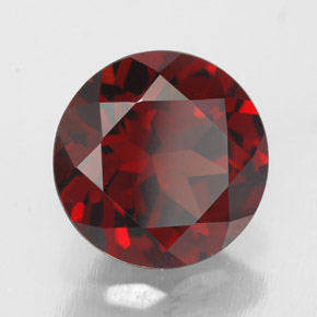 Granada piropo vermelho natural 3,23ct, corte redondo, VS
