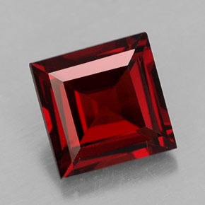 Granada piropo vermelho natural 1,42ct, quadrado, VS