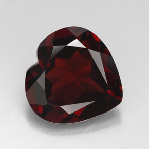 Granada piropo vermelho natural 3,51ct, formato de coração, VVS-VS
