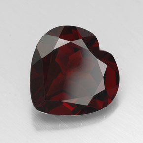 Granada piropo vermelho natural 3,51ct, formato de coração, VVS-VS