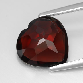 Granada piropo vermelho natural 3,51ct, formato de coração, VVS-VS