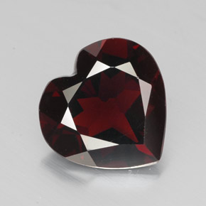 Granada piropo vermelho natural 3,08ct, formato de coração, VVS-VS