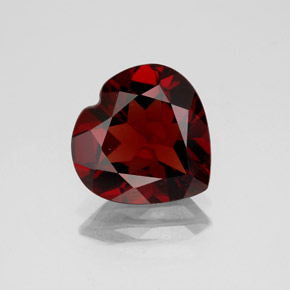 Granada piropo vermelho natural 3,64ct, formato de coração, VS