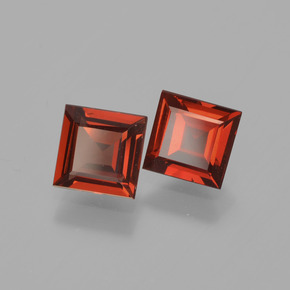 Pedras preciosas de granada piropo vermelho natural de 1,47 ct, quadrado, VVS-VS