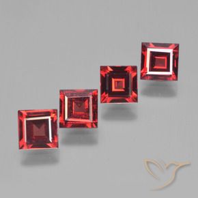 Pedras preciosas de Granada Piropo vermelho médio natural de 2.76 ct, Quadrado, VS