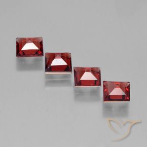 Pedras preciosas de Granada Piropo vermelho médio natural de 2.44 ct, Quadrado, VS