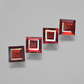Pedras preciosas de granada piropo vermelho natural de 2,38 ct, quadrado, VS